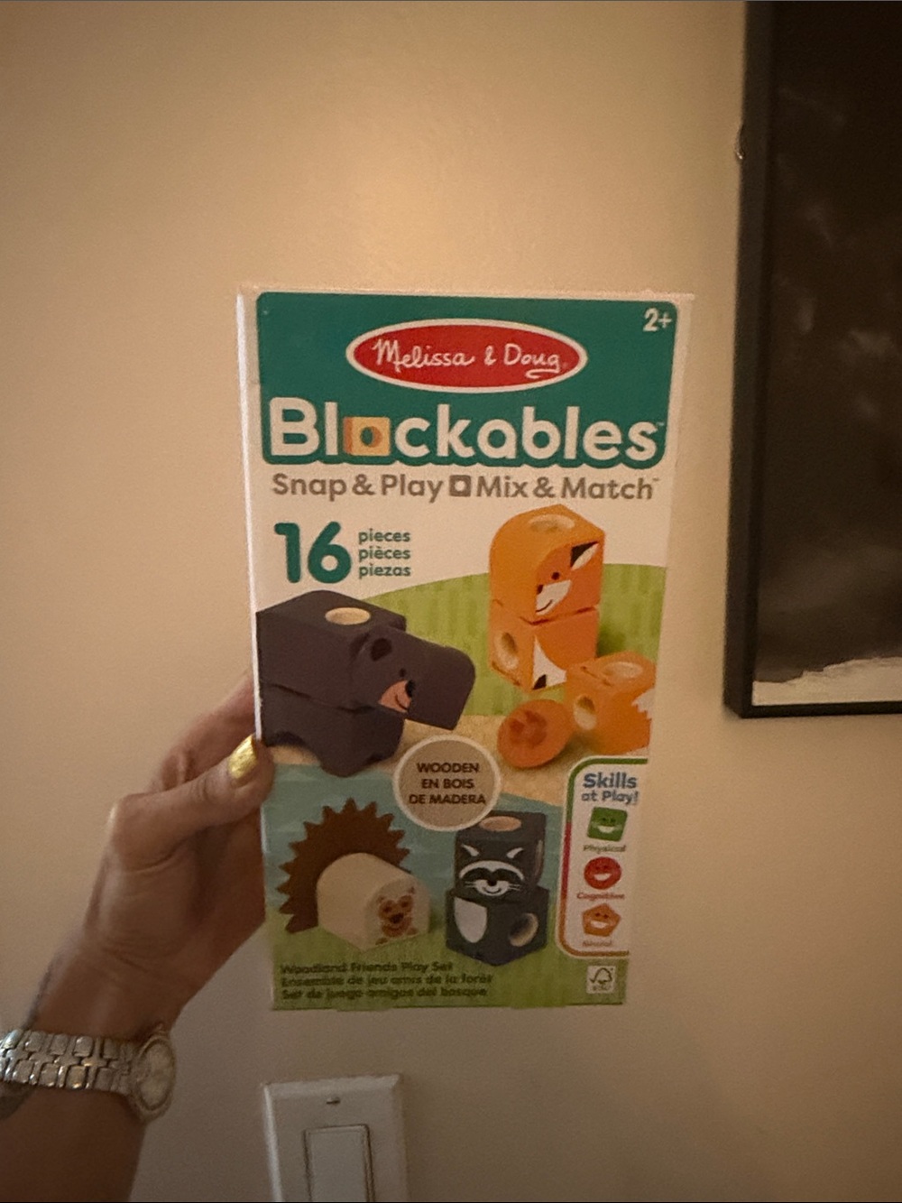 Melissa & Doug Blockables Snap & Play - Orange and Gray Animal Blocks